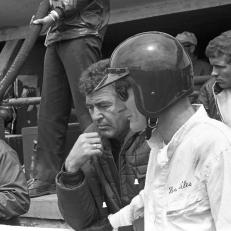 Ken Miles with Carroll Shelby during the 1966 24 Hours of Le Mans. 
