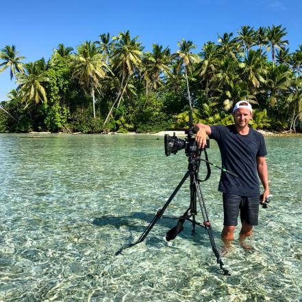 Photographer and filmmaker Ian Shive on location at Palmyra Atoll National Wildlife Refuge, part of the Pacific Remote Islands Marine National Monument. Photo Credit Alice Garrett / USFWS