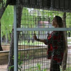 Carole Baskin inside G.W. Zoo tiger cage. All images were made at the time of filming so there is no delineation between episode images.